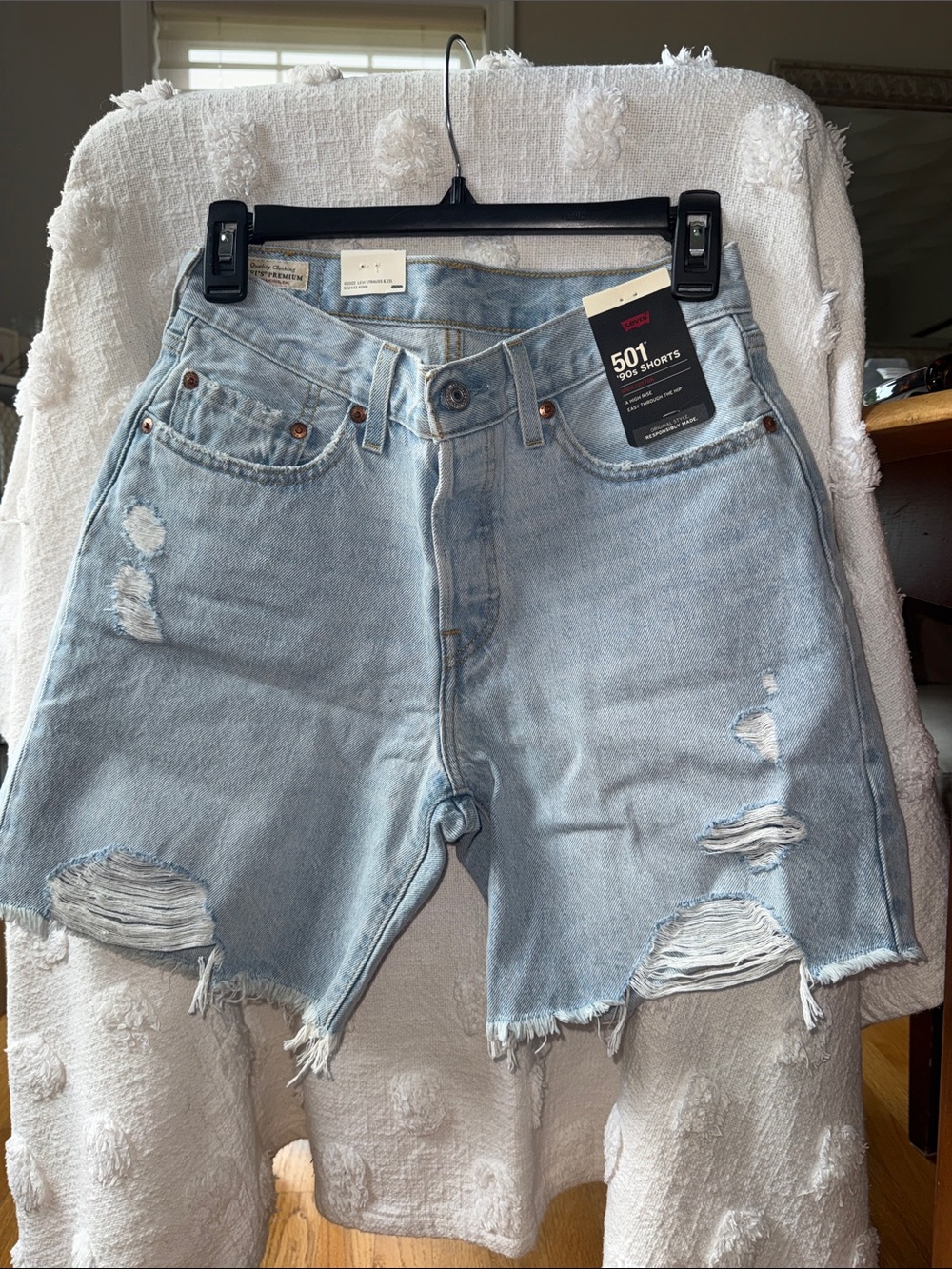 Levi's 501 90’s Light Blue Distressed Women's Denim Shorts